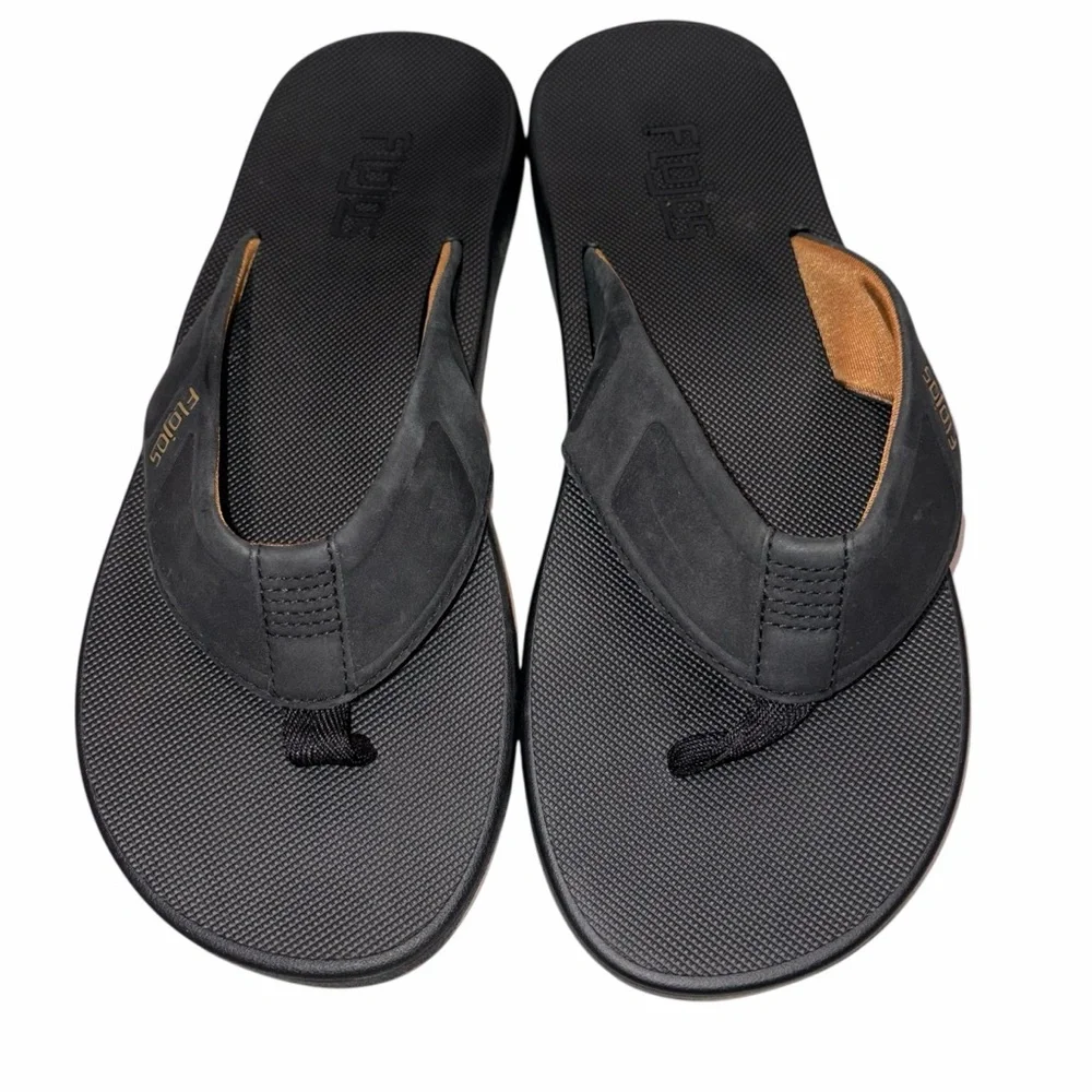 NEW Flojos Black Padded Footbed Flip Flop Thong Sandals Shoes Men’s size 10
